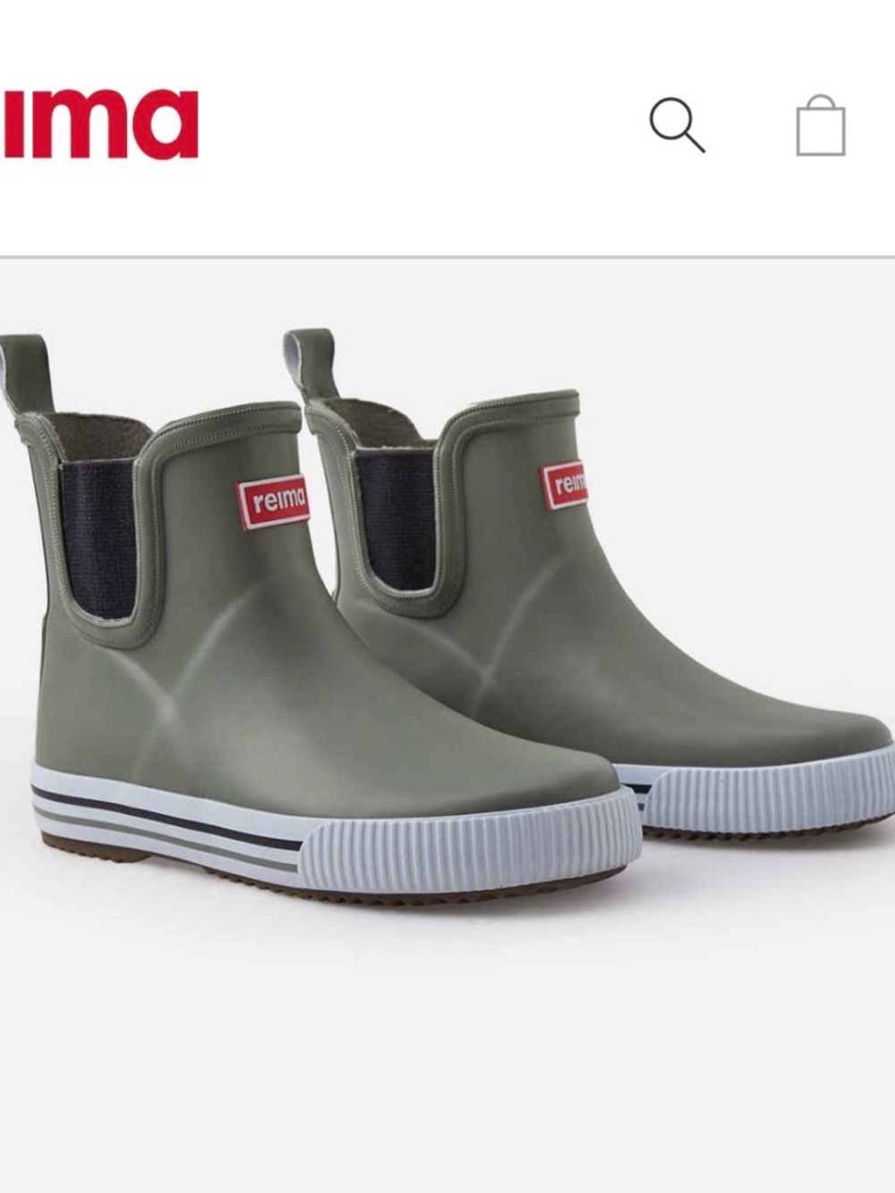 Reima Olive Green Kids Waterproof Chelsea Rain Boots